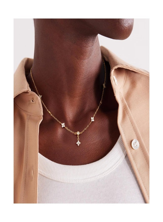 Yoosteel Gold-plated Necklace for Women - Dainty 14k Gold Plated Necklace Choker Clover Cubic Zirconia Station Necklaces for Women Teen Gifts Trendy Prom Jewelry Christmas Stocking Stuffer Gift - Image 3